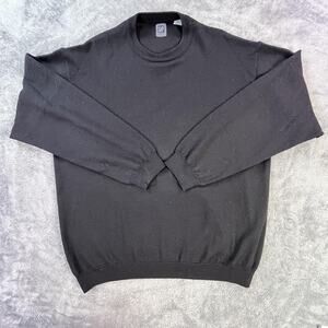 GAP Sweater Mens XL Black Merino Wool Crewneck Pullover Fine Gauge Ribbed Trim